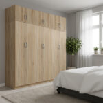 Six-door wardrobe with loft Athos II sonoma 240x42x240cm