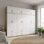 Athos six-door wardrobe with loft, sonoma-white, 240x42x240cm