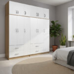 Athos six-door wardrobe with loft, sonoma-white, 180x42x240cm
