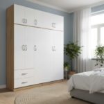 Five-door wardrobe with loft Athos I sonoma-white 170x42x240cm