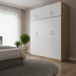 Four-leaf wardrobe with loft Athos I sonoma-white 160x42x240cm
