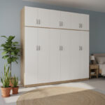 Six-door wardrobe with loft Athos II sonoma-white 240x42x240cm