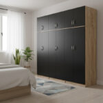 Six-door wardrobe with loft Athos II sonoma-anthracite 240x42x240cm