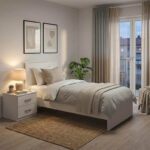 Athos Bedroom Set White with Bed 90x190cm Set of 2pcs