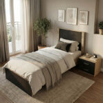 Athos Sonoma Charcoal Bedroom Set with Bed 90x190cm Set of 2pcs