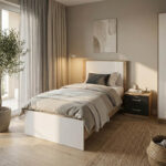 Athos Sonoma White Bedroom Set with Bed 90x190cm Set of 2pcs