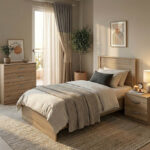 Athos Sonoma Bedroom Set with Bed 90x190cm Set of 3pcs