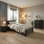 Athos Wenge Bedroom Set with Bed 90x190cm Set of 3pcs