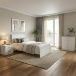 Athos White Bedroom Set with Bed 90x190cm Set of 3pcs