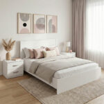 Athos White Bedroom Set with Bed 140x200cm Set of 3pcs