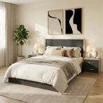 Athos Sonoma Charcoal Bedroom Set with Bed 140x200cm Set of 3pcs