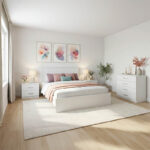 Athos White Bedroom Set with Bed 140x200cm Set of 4pcs