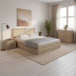 Athos Sonoma Bedroom Set with Bed 160x200cm Set of 4pcs