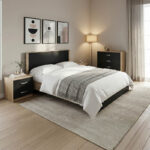 Athos Sonoma Anthracite Bedroom Set with Bed 160x200cm Set of 4pcs