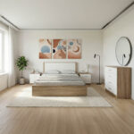Athos Sonoma White Bedroom Set with Bed 160x200cm Set of 4pcs
