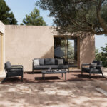 Marlena outdoor lounge dark grey aluminum with dark grey fabric - Image 2