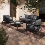 Marlena outdoor lounge dark grey aluminum with dark grey fabric