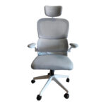 Recko office chair mesh fabric in grey shade 64x58x123-133cm - Image 4