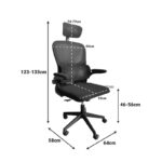 Recko office chair mesh fabric in grey shade 64x58x123-133cm - Image 5