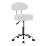 Office-work stool on wheels with Tebere back pu in white shade D35x66-80cm