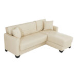 Corner sofa bed reversible Stashio cream fabric 202x143x84cm - Image 5