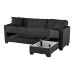 Corner sofa bed reversible Stashio anthracite fabric 202x143x84cm - Image 4
