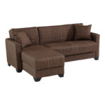 Corner sofa bed reversible Stashio brown fabric 202x143x84cm