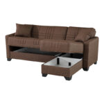 Corner sofa bed reversible Stashio brown fabric 202x143x84cm - Image 4