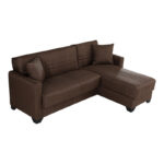 Corner sofa bed reversible Stashio brown fabric 202x143x84cm - Image 5