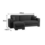 Corner sofa bed reversible Dumma cream fabric 226x148x86cm - Image 6