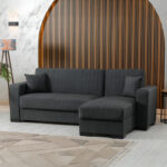 Corner sofa bed reversible Dumma anthracite fabric 226x148x86cm - Image 2