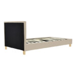 Bed Nevil ecru fabric-wooden natural color leg 90x190cm - Image 2