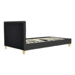 Bed Nevil anthracite fabric-wooden natural color leg 90x190cm - Image 2