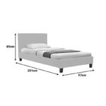 Bed Nevil anthracite fabric-wooden natural color leg 90x190cm - Image 5