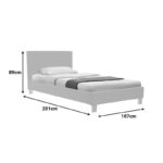 Bed Nevil ecru fabric-wooden natural color leg 100x200cm - Image 6