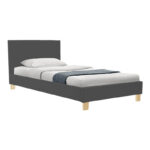 Bed Nevil anthracite fabric-wooden natural color leg 100x200cm - Image 2