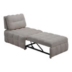 Jelica armchair-bed with grey-beige fabric 88x110x86cm - Image 3