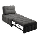 Jelica armchair-bed with grey fabric 88x110x86cm - Image 3