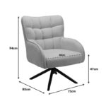 Fremilia rotating armchair with grey-beige fabric 75x80x94cm - Image 6