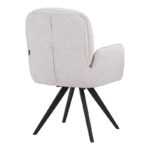 Novo swivel armchair, white bouclé fabric, black metal legs, 65.5x60x90cm - Image 2