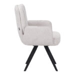 Novo swivel armchair, white bouclé fabric, black metal legs, 65.5x60x90cm - Image 3