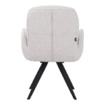 Novo swivel armchair, white bouclé fabric, black metal legs, 65.5x60x90cm - Image 5