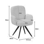 Novo swivel armchair, white bouclé fabric, black metal legs, 65.5x60x90cm - Image 6