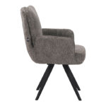 Novo swivel armchair grey bouclé fabric, black metal legs, 65.5x60x90cm - Image 3