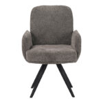 Novo swivel armchair grey bouclé fabric, black metal legs, 65.5x60x90cm - Image 4