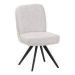 Novo swivel chair, white boucle fabric, black metal legs, 65.5x50x90cm