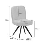 Novo swivel chair, white boucle fabric, black metal legs, 65.5x50x90cm - Image 6