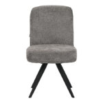 Novo swivel chair grey boucle fabric black metal legs 65.5x50x90cm - Image 4