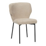 Mavier chair beige fabric-black metal legs 48x61.5x82cm