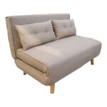 Josuane I sofa-bed two-seater beige fabric and natural wood leg 122x80x81cm - Image 2